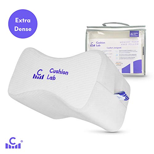 Cushion Lab Extra Dense Orthopedic Knee Pillow for Side Sleepers w/Hypoallergenic Cover