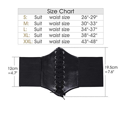 Image of Lace-up Corset Elastic Retro Cinch Belt Waist Belts for Women Black by SUOSDEY