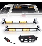 OPPBUY 16.5” Traffic Advisor Strobe Light Bar with 9 Key Controller,Amber White Dash Windshield S...