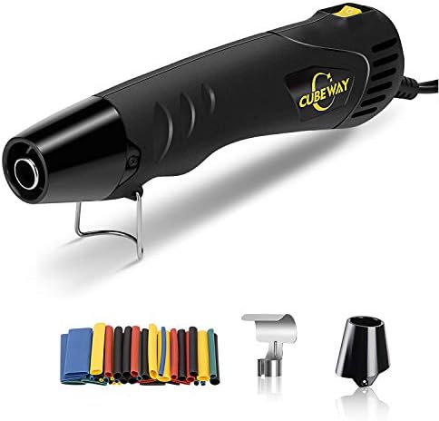 Mini Heat Gun, 350W 662°F Tiny Hot Air Gun Kit with Reflector Nozzle and Heat Shrink Tubing for Wire Connectors, Embossing Small Heat Gun for Epoxy Resin Vinyl Craft Candle Making, CUBEWAY