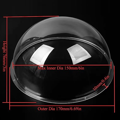 Image of LOTOWELZON 6inch Acrylic Replacement Transparent Clear Camera Dome Cover Security Camera Housing Pet Dog Fence Window Skylight Window (ID150mm*H76mm /5.9 * 3in)