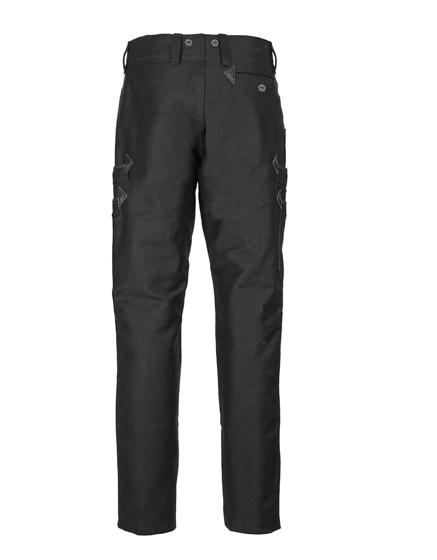 Zunfthose Herren schwarz, Doppelpilot Schornsteinfegerhose mit Cordura Knietaschen, Dachdeckerhose mit Keil im Schritt, Arbeitshose mit 7 Taschen, 6 Hosenträgerknöpfe