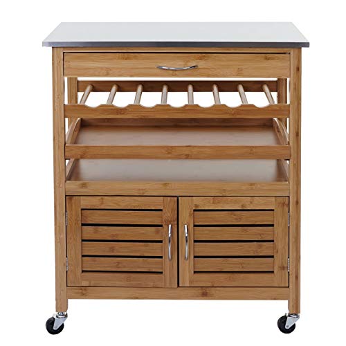 Mendler Carrello da Portata Cucina HWC-D15 bambù