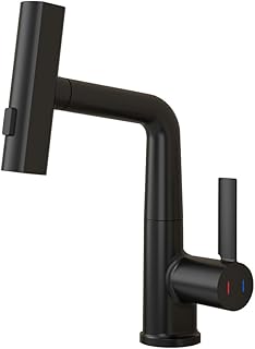 Weirun Bathroom Single Handle Basin Sink Pull Out Faucet with Rainfall Spray Head Vanity Mixer Tap Matte Black