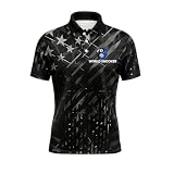 Herren Billard T-Shirt Achtkugel Print Knopfleiste Kurzarm