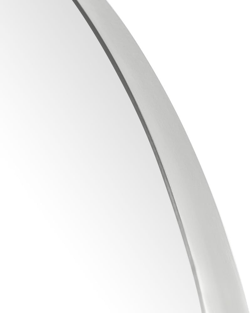 ARIEL 30 Inch Stainless Steel Frame Round Wall Mirror, Distortion Free, 2" Deep Set Frame, Décor Mirror for Bathroom, Living Room, Bedroom and Hall Entryway - Brushed Nickel