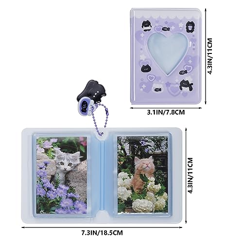 2 Pieces Photocard Binder Album, Mini Photo Album Kpop, 3 Inch Kpop Love Heart Hollow Photocard Binder, Mini Photo Card Book Holder for Collecting With Pendant DIY Keychian 40 Pockets