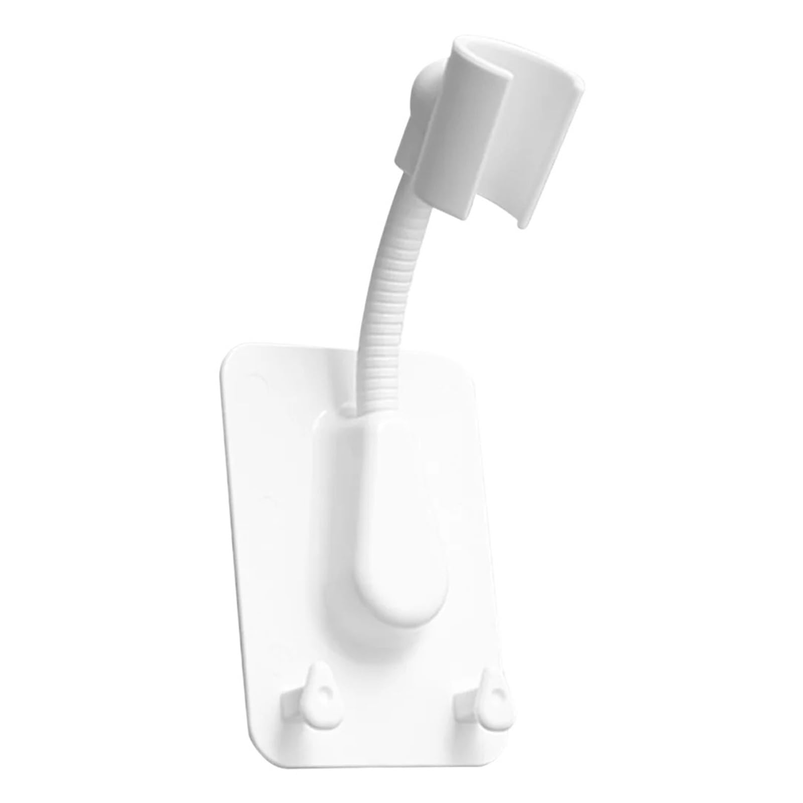 Kldcfhdr White 1Pcs 360° Adjustable Self-Adhesive Shower Holder With Double Hooks(White)