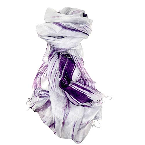 Millie and Boo Silk Scarf for Women – Pure Mulberry Silk Hair Wrap – Hand-Painted Purple and Grey Silk Head Scarf – Modern Shawl Wraps for Women – Luxurious Silk Neck Scarf – 67 x 29-inch