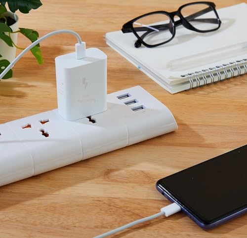 Image of 25W USB-C Superfast GaN Charger Adapter with Cable Compatible with Samsung Galaxy S /A /M /F /Z Series-Compatible with S25 /S24 /S23 /S22Ultra /S21 /21FE /S20 /Note /M54 /M53 5G /M33 /M23 /A34 /A54 5G (White)