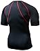 TSLA Men's UPF 50+ Quick Dry Short Sleeve Compression Shirts, Athletic Workout Shirt, Water Sports Rash Guard, Zero Block Black & Red, Small