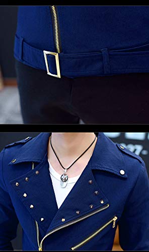 Men`s Motorcycle Slim Fit Scratched Zipper Up Biker Jean Denim Jacket2