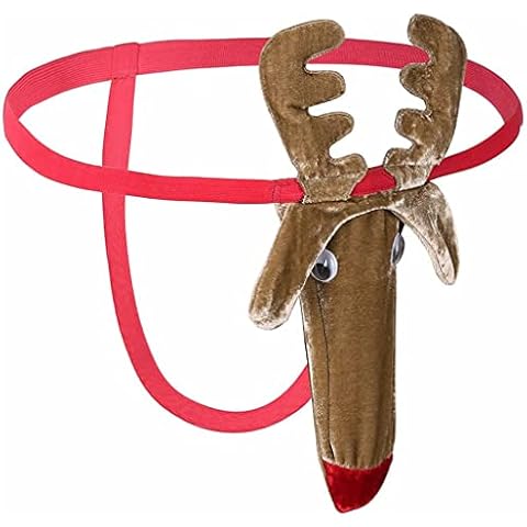 Anzhee Men's Christmas G-String Reindeer Costume Cover