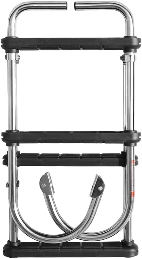 Stainless Steel 4/5 Step Boat Ladder, Folding Telescoping Rear Entry Inboard Ladder Marine Pontoon Deck Ladder for Lake Marine Boarding Pool, 440lbs Capacity