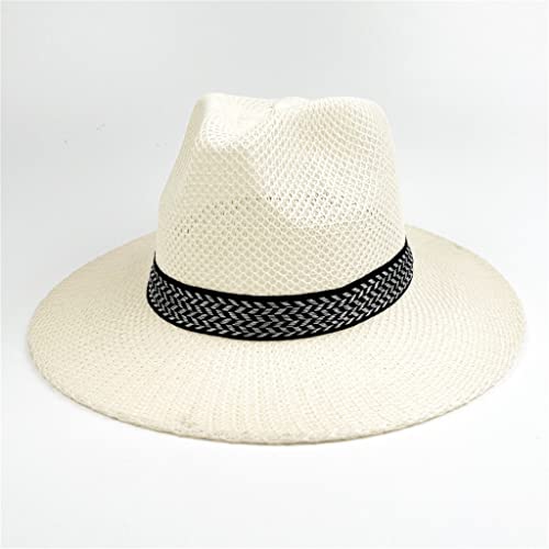 Chapeau de paille pliable style jazz rétro avec ruban élégant pour l'été