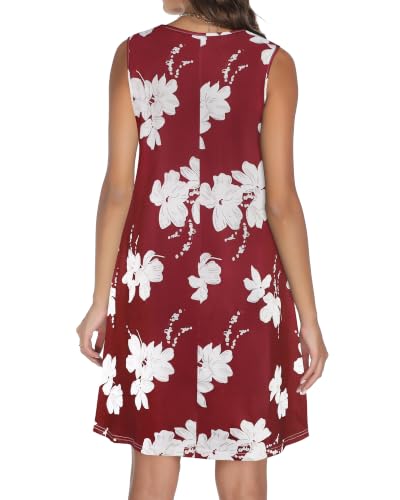 Image of Summer Dresses for Women 2026 Casual Sleeveless Sundress Floral Loose Fit Beach Cover Up with Pocket