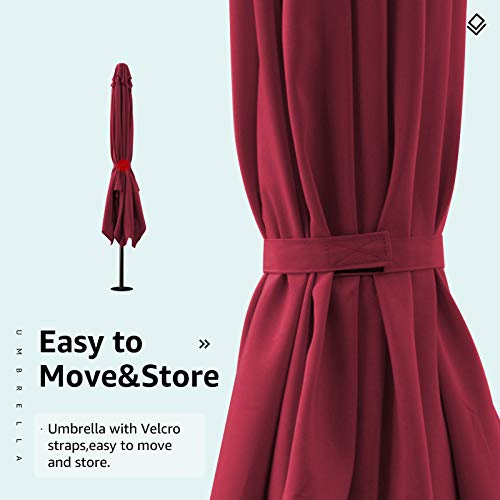 ROWHY Square 8×8ftPatio Table Market Umbrella Outdoor Portable Garden Sunshade with Push Button Tilt and Crank Lift System UV Protection Waterproof Sunproof for Lawn Garden, Deck, Backyard (Red)
