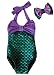 Little Girls 2pcs Swimmable Mermaid Princess Bikini Swim Bathing Suit+headband (2-3 Years)