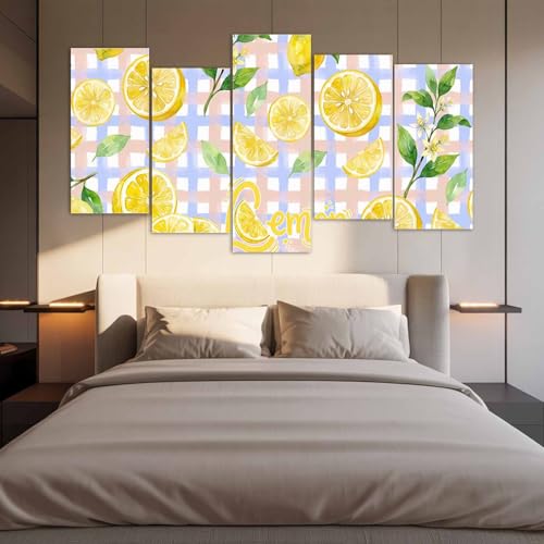5 Piece Canvas Wall Art for Living Room, Lemon Wall