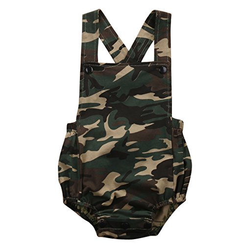 Newborn Baby Boy Girl Bodysuit Onesies Coveralls Romper Camo Back Cross Bib Jumpsuit Outfits Clothes (camo,3-6 Months)