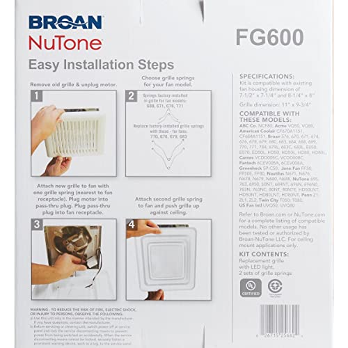 Image of Broan-NuTone FG600 Grille Upgrade, White