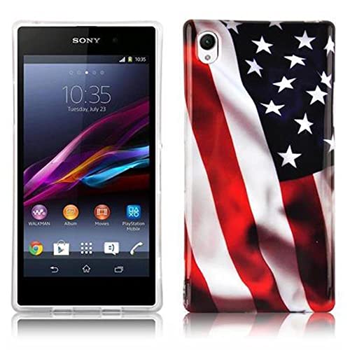Cadorabo – Hard Cover Protección para Sony Xperia Z1 – Case Cover Funda Protectora Carcasa Dura Hard Case en Diseño 'Bandera DE Las Barras Y Las Estrellas'