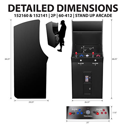 Creative Arcades Full Size Stand-Up Commercial Grade Cabinet Arcade Machine | 2 Player | 60 Classic Games | 22" LCD Screen | 2 Sanwa Joysticks |Trackball | 3 Year Warranty - Thumbnail 2