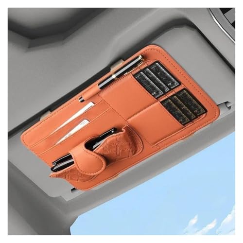 ADUYHCZ Auto Brillenhalterung, für VW Polo VI (AW) 2019 2020 2021+ Brillenhalter Sonnenbrillenhalter für Auto-Sonnenblende Brillenclip Zubehör,Brown