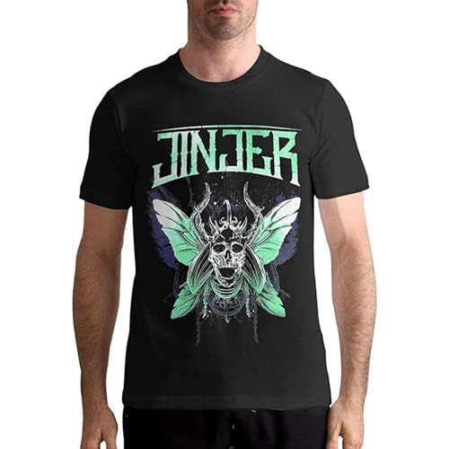 MANBAO Jinjer T Shirts Men Tops Short Sleeved Round Neck Cotton Shirt, Negro , XL