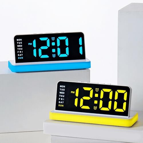 Opatiny Reloj despertador digital con pantalla LED grande, 3 niveles de brillo, función de luz nocturna, calendario automático para escritorio de dormitorio