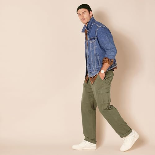 Amazon Essentials Men's Straight-Fit Breathable Stretch Cargo Pants (Available in Big & Tall), Olive, 48W x 28L - image 8