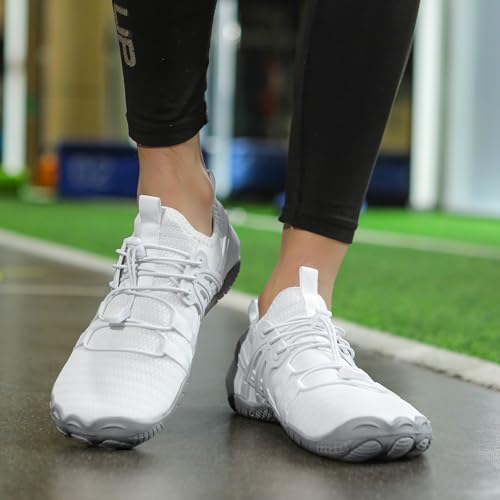 Buty do wody Mężczyźni Kobiety Oddychające Buty Plażowe Boso Buty do pływania Boso Aqua Basen Surf Diving Running Yoga, Kolor biały, 42 EU