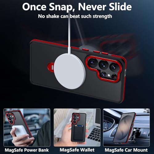 TIANNIUKE Magnetic Case for Samsung Galaxy S26 Ultra Case 360 Spin Kickstand Holder, Magnetic Ring Stand,Fit for MagSafe Mil-Grade Shockproof Translucent Matte Phone Cases (Red) by TIANNIUKE - Used condition - Image 5