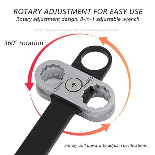 Clé à molette 8 en 1 rotative à 360 degrés pour serrage multidirectionnel - 8