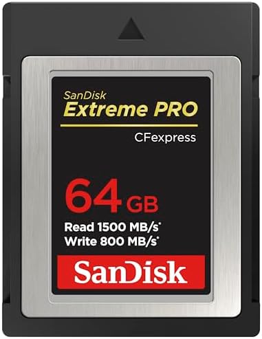 SanDisk Extreme Pro Cfexpress Type B Card,1500 MB/s R & 800 MB/s W, Black, 64GB