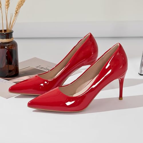 Image of Women's Low Kitten Heel Pumps Classic Fashion Dress Pumps Simple Heeled Shoes for Office Work
