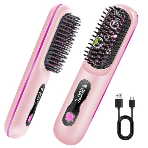 OSDUE Cepillo Alisador Pelo, 4 Temperaturas 140°C-200°C Cepillo Plancha Ionico inalámbrico Profesional Peine Portátil con Calefacción para Alisa tu Cabello, sin Frizz,Anti-Escaldamiento,Pantalla LED B OSDUE Cepillo Alisador Pelo, 4 Temperaturas 140°C-200°C Cepillo Plancha Ionico inalámbrico Profesional Peine Portátil con Calefacción para Alisa tu Cabello, sin Frizz,Anti-Escaldamiento,Pantalla LED B