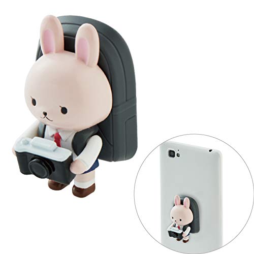 エレコム スマホリング スマホスタンド ちょいのせフレンズ [キャラクターをスマホにつけて落下防止] カメラウサギ P-STBFCMRAB