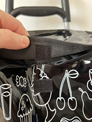 ADOB Einkaufstrolly Einkaufswagen Eat Good Black 50 Liter, 2 leise Gummiräder, extra Reissverschlussfach, klappbar… – Bild 7