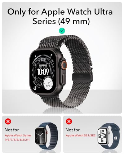 ESR for Apple Watch Ultra 3/2/1 Case with Screen Protector 49mm (2025/2024/2023/2022), Military Grade Protection, Aluminum Alloy Case with 2 Pack Armorite Glass Protector Set, Stay Original, Black