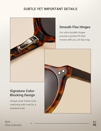 TIJN Olisa Retro Oval Sunglasses for Women Men,Polarized UV Protection Shades,Stylish Frame Sun Glasses,2025 Trendy Sunnies