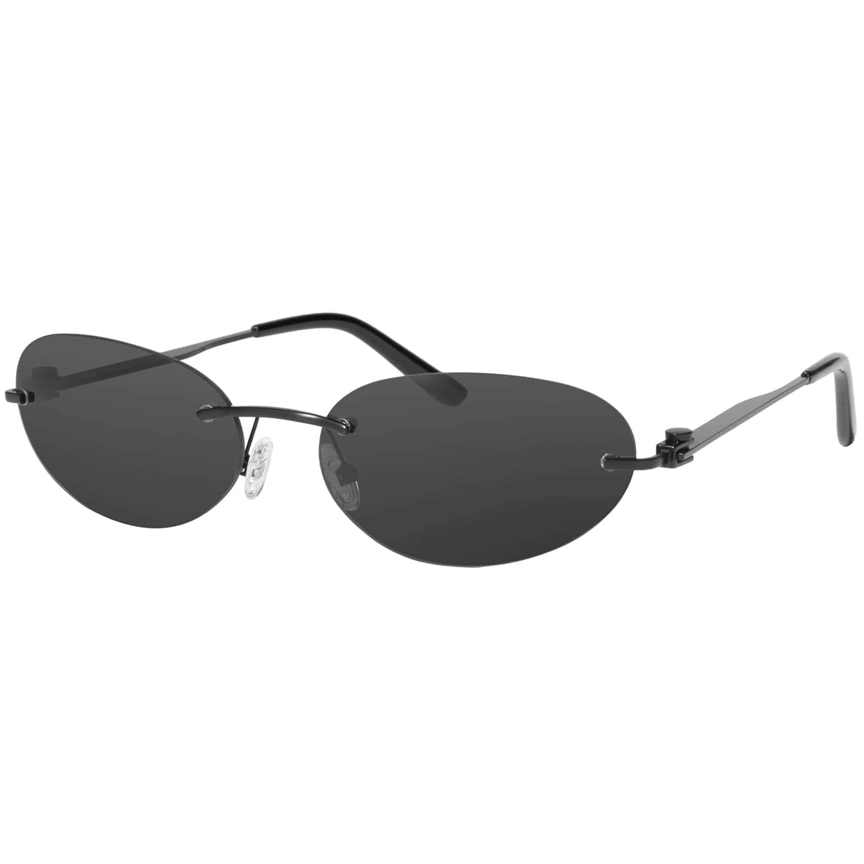 mosanana Trendy Y2K Oval Sunglasses for Women Cool Retro Style MS52246 Vintage 90s Small Frameless, UV400 Protection, Ideal for Concerts,Street Style and Daily Style