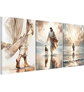 3 Pcs Christian Wall Art Jesus Decor Christ Religion Canvas Wall Decor Jesus Art Pictures Posters...