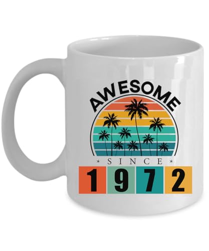 Awesome Since 1972 Retro Sunset Coffee Mug 54 Year Old 54th Bday Tea Cup Gifts