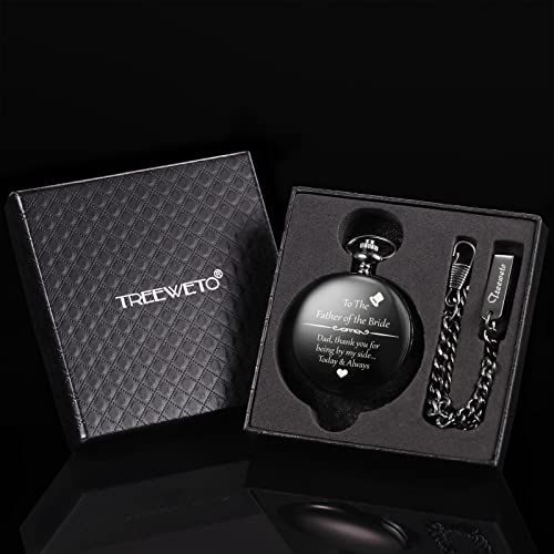 Image of TREEWETO Mens Engraved Pocket Watch for Father of The Bride Gifts from Daughter Pocket Watches Dad of The Bride Gifts Wedding Gift for Father of The Bride