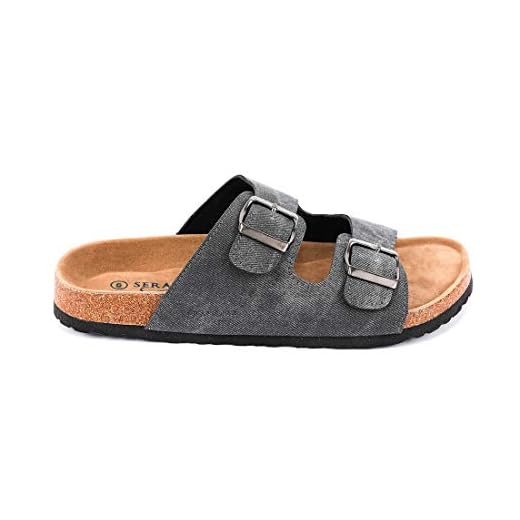 Seranoma Slide Sandals for Women - Comfortable Slip On Cork Footbed Sandals with Adjustable Buckles - Ladies Slip-Resistant Platform Summer Flat Sandals for Beach, Home, Indoor and Outdoor Use
