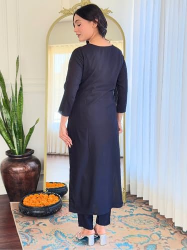 Image of Naixa Women's Rayon Embroidered Straight Kurta with Pant and Dupatta Sets (Available in Plus Size) (NX-624)