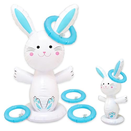 dellyy Juguetes Inflables de Pascua, Juego de Lanzamiento de Aros para Niños, para Uso en Interiores y Exteriores, para Niños, Familia, Pascua, Fiesta, Juego dellyy Juguetes Inflables de Pascua, Juego de Lanzamiento de Aros para Niños, para Uso en Interiores y Exteriores, para Niños, Familia, Pascua, Fiesta, Juego