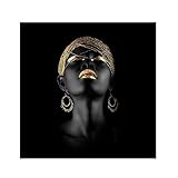 Sexy negro mujer de piel oscura retrato lienzo pintura carteles e impresiones cuadro de pared para decoración de sala de estar 60x60cm (24x24in) sin marco