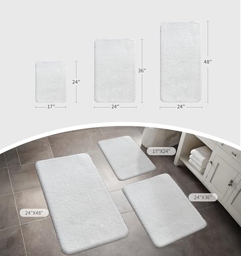 Tapis de bain en peluche douce blanche Disolla grand format antidérapant de douche - 3